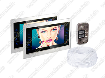 Комплект видеодомофона на 2 квартиры из двух видеомониторов HDcom S-104 и вызывной панели HDcom 84212-С2-С80