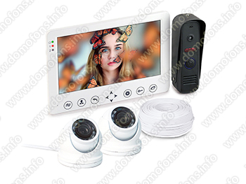 Комплект видеодомофон HDcom W715 и две внутренние купольные камеры KDM-6413G